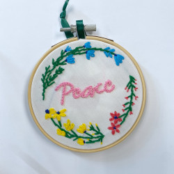 手工刺繡掛飾 (粉紅, peace)